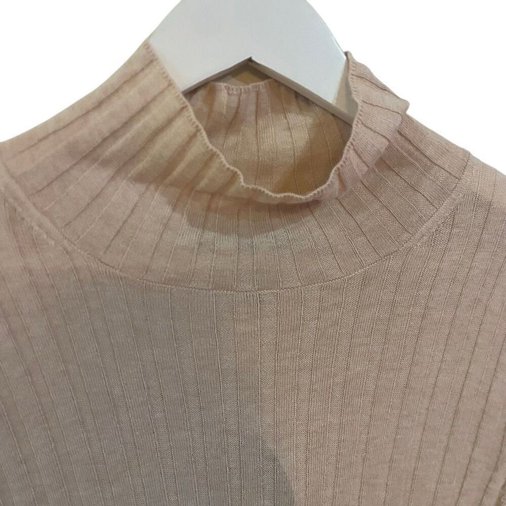 WHBM NWT ribbed mock neck cashmere blend long sleeve color Heather rose smoke XL - Picture 4 of 7